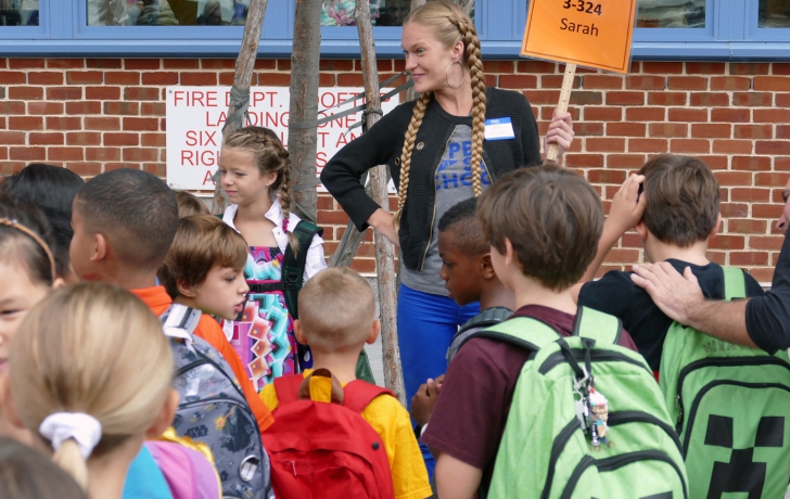 Thrd graders line up with their teacher, Sarah Rookwood. Photo: Carl Glassman/Tribeca Trib Thrd graders line up with their teacher, Sarah Rookwood. Photo: Carl Glassman/Tribeca Trib